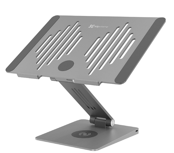 Klip Xtreme Hubs/Docking station w/Laptop stand and wireless Charging Pad 9 in 1 Aluminum Ergonomic